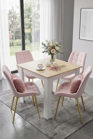 Krzesło BERA - aksamit róż jasny / nogi złote x 3