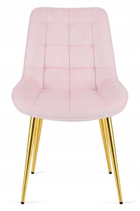 Krzesło BERA - aksamit róż jasny / nogi złote x 3