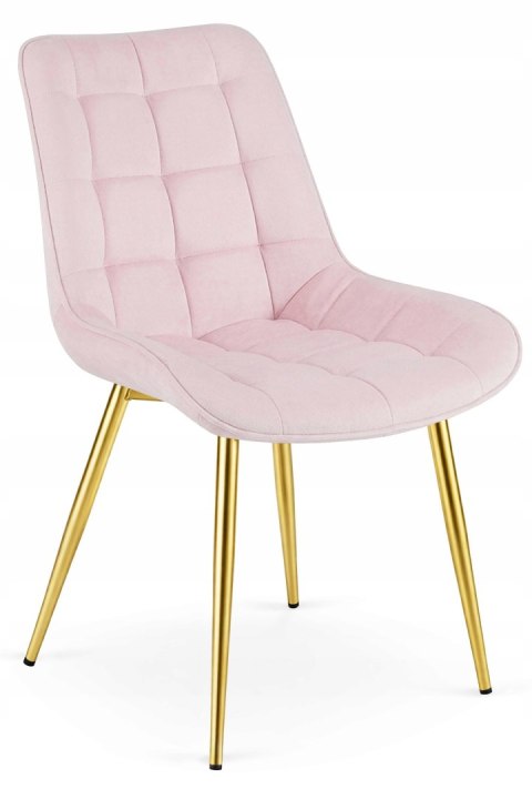 Krzesło BERA - aksamit róż jasny / nogi złote x 4