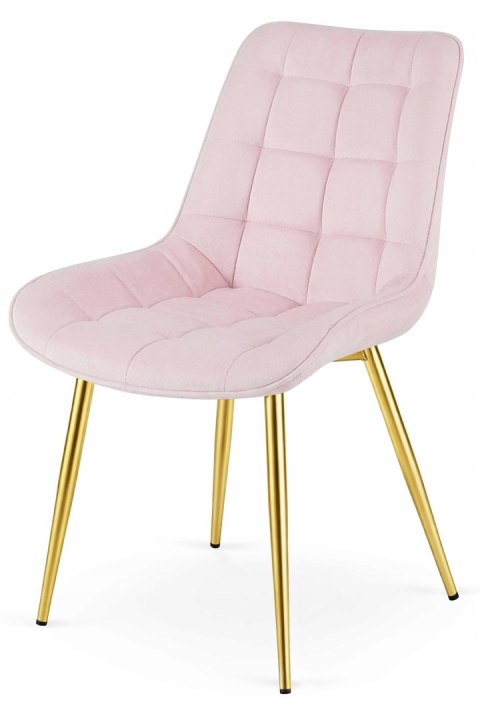 Krzesło BERA - aksamit róż jasny / nogi złote x 4