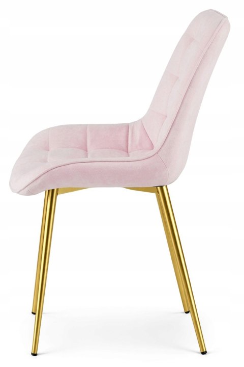 Krzesło BERA - aksamit róż jasny / nogi złote x 4