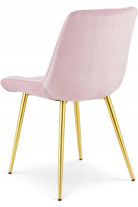 Krzesło BERA - aksamit róż jasny / nogi złote x 4