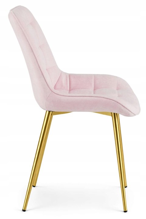 Krzesło BERA - aksamit róż jasny / nogi złote x 4