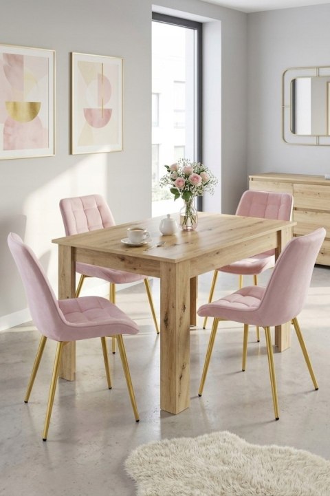 Krzesło BERA - aksamit róż jasny / nogi złote x 4