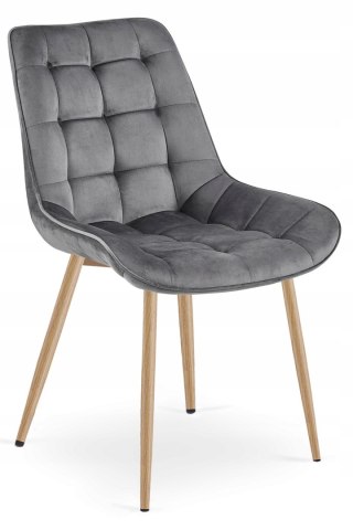Krzesło BERA - aksamit szary ciemny / nogi dąb x 4