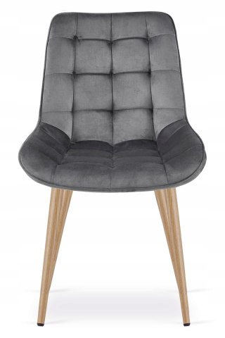 Krzesło BERA - aksamit szary ciemny / nogi dąb x 4