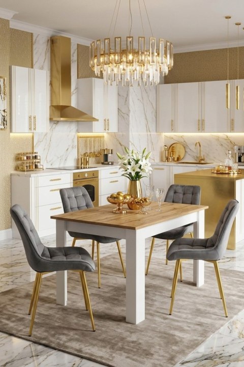 Krzesło BERA - aksamit szary ciemny / nogi złote x 3