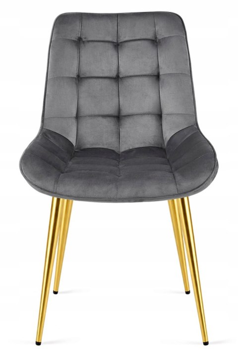 Krzesło BERA - aksamit szary ciemny / nogi złote x 3