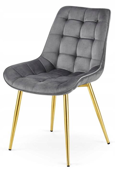 Krzesło BERA - aksamit szary ciemny / nogi złote x 3
