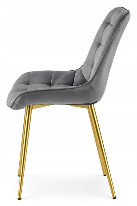 Krzesło BERA - aksamit szary ciemny / nogi złote x 3