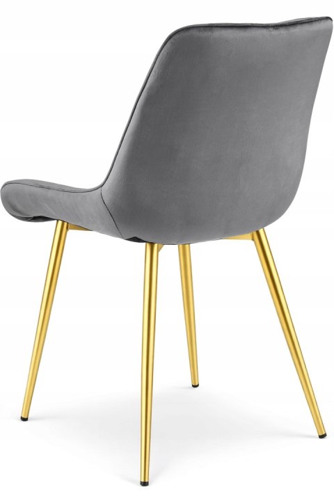Krzesło BERA - aksamit szary ciemny / nogi złote x 3