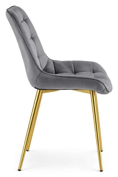 Krzesło BERA - aksamit szary ciemny / nogi złote x 3