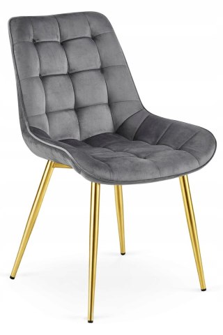 Krzesło BERA - aksamit szary ciemny / nogi złote x 4
