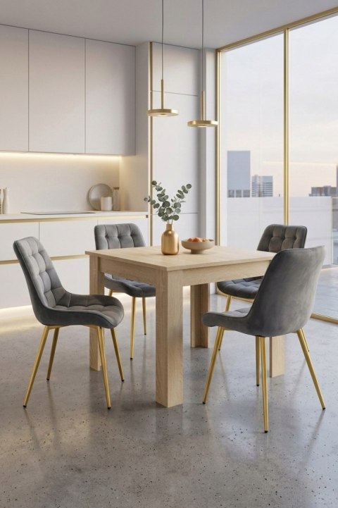 Krzesło BERA - aksamit szary ciemny / nogi złote x 4