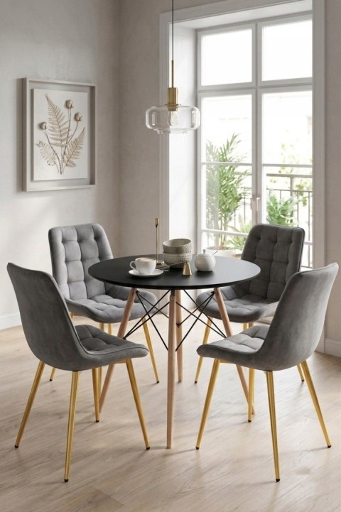 Krzesło BERA - aksamit szary ciemny / nogi złote x 4