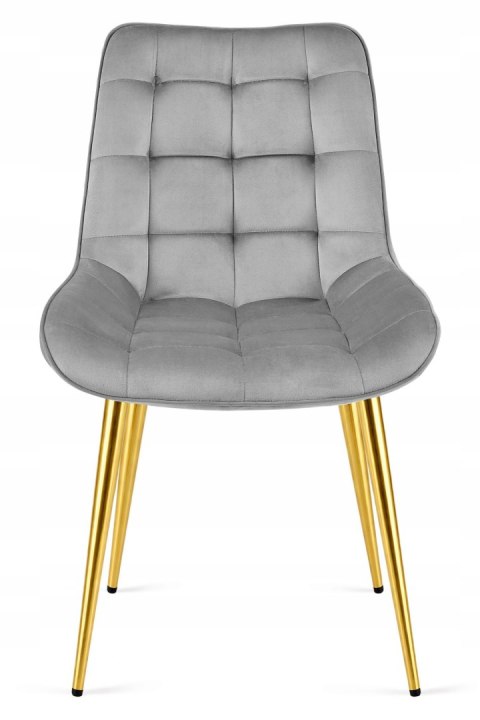 Krzesło BERA - aksamit szary jasny / nogi złote x 3