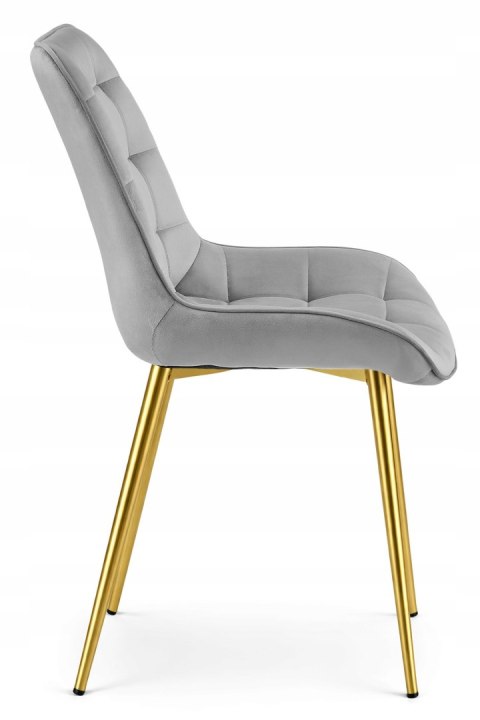 Krzesło BERA - aksamit szary jasny / nogi złote x 3