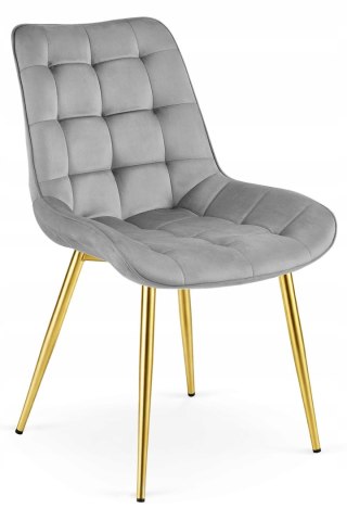 Krzesło BERA - aksamit szary jasny / nogi złote x 4
