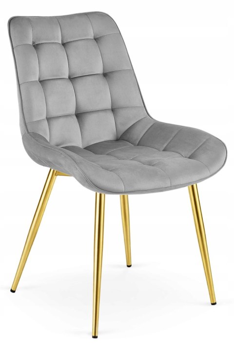 Krzesło BERA - aksamit szary jasny / nogi złote x 4