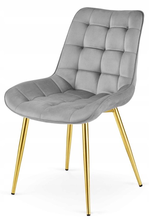 Krzesło BERA - aksamit szary jasny / nogi złote x 4