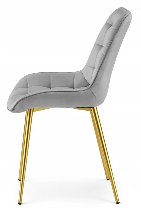 Krzesło BERA - aksamit szary jasny / nogi złote x 4