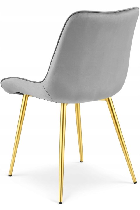 Krzesło BERA - aksamit szary jasny / nogi złote x 4