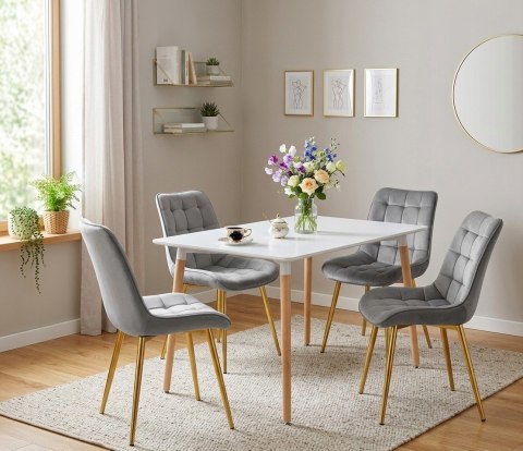 Krzesło BERA - aksamit szary jasny / nogi złote x 4