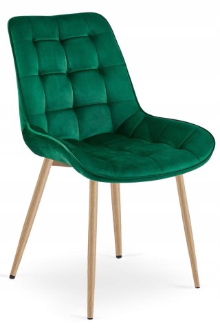 Krzesło BERA - aksamit zieleń / nogi dąb x 4