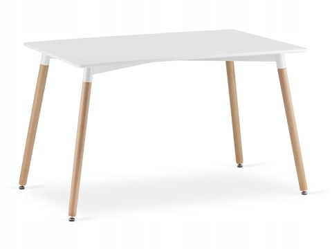 Zestaw Stół ADRIA 120cm x 80cm - biały + 4 krzesła WAT czarne / nogi naturalne