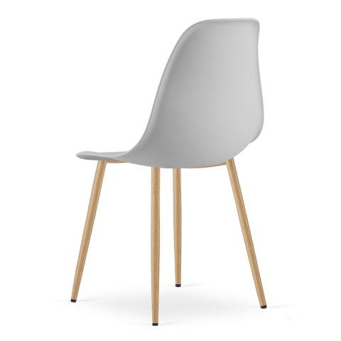 Zestaw Stół ADRIA 120cm x 80cm - biały + 4 krzesła WAT szare / nogi naturalne