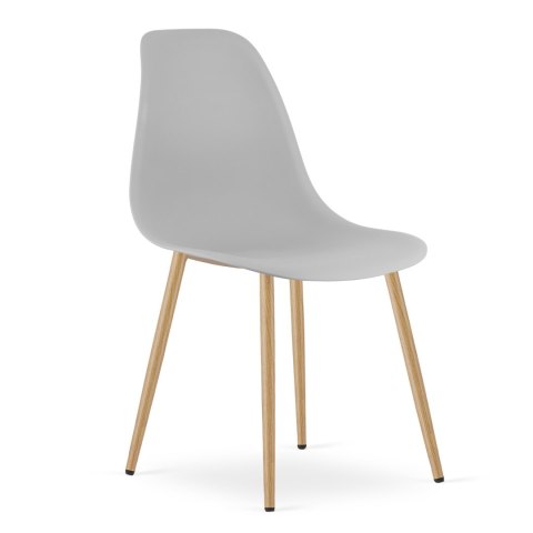Zestaw Stół ADRIA 120cm x 80cm - biały + 4 krzesła WAT szare / nogi naturalne