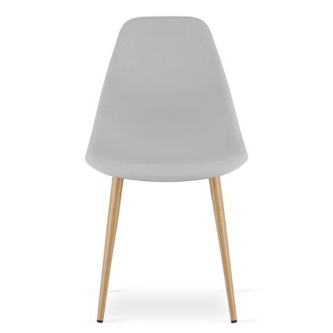 Zestaw Stół KAMI Okrągły 80cm - biały / naturalne nogi + 4 krzesła WAT szare / nogi naturalne