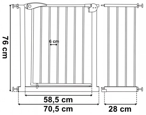 Barierka bramka zabezpieczająca NILA 75-113 cm