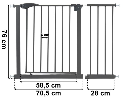Bramka barierka zabezpieczająca VILO 75 - 113 cm