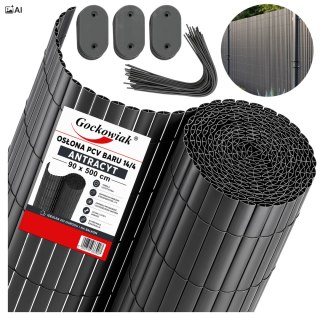 Osłona balkonowa PCV 90x500 cm BARU antracyt