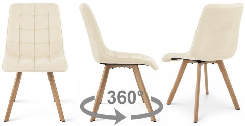 Krzesło CIEZA 360 - aksamit beż jasny / nogi dąb x 2