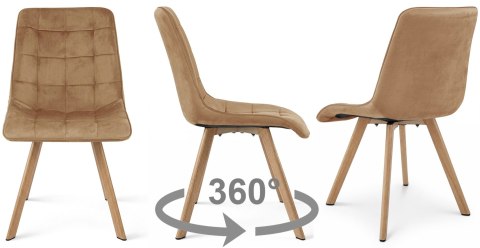 Krzesło CIEZA 360 - aksamit brąz / nogi dąb x 2