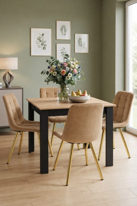 Krzesło CIEZA 360 - aksamit brąz / nogi złote x 2
