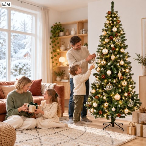 Choinka bożonarodzeniowa z szyszkami Merry - 220 cm