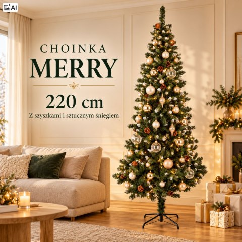 Choinka bożonarodzeniowa z szyszkami Merry - 220 cm