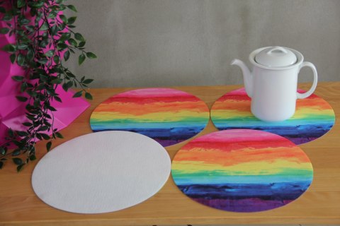 Zestaw podkładek na stół okrągłych 4D - COLORFULL