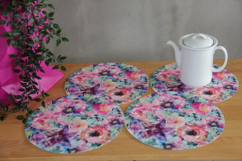 Zestaw podkładek na stół okrągłych 4D - FLORA