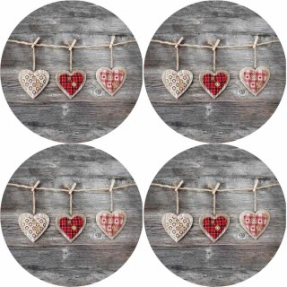 Zestaw podkładek na stół okrągłych 4D - HEARTS
