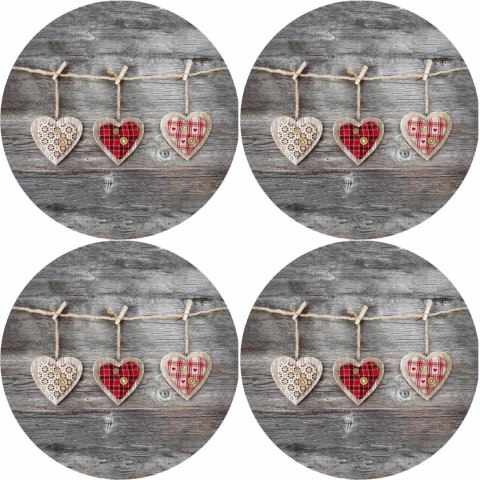 Zestaw podkładek na stół okrągłych 4D - HEARTS