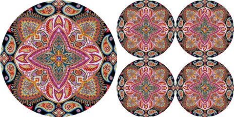 Zestaw podkładek na stół okrągłych 1+4 - POLKA