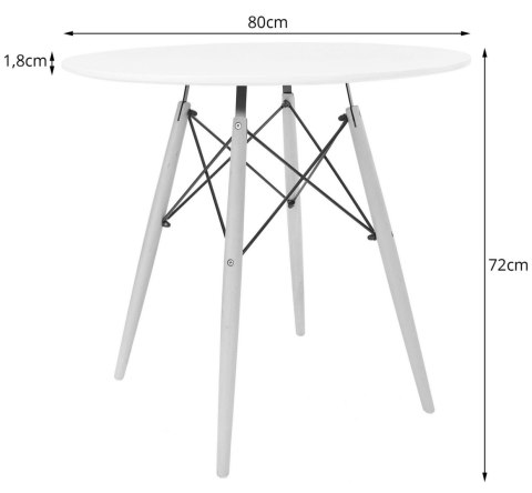 Stół okrągły biały 80cm