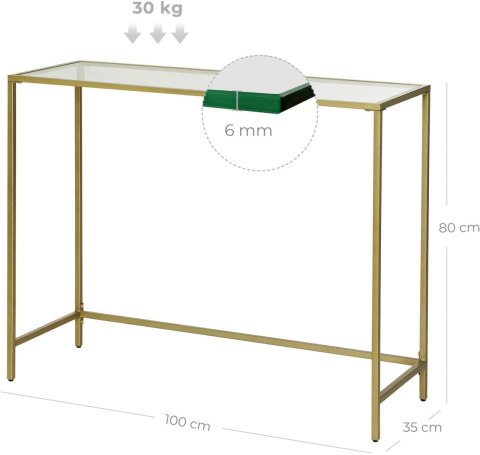 Konsola salonowa klasyczna szklana złota 100 cm