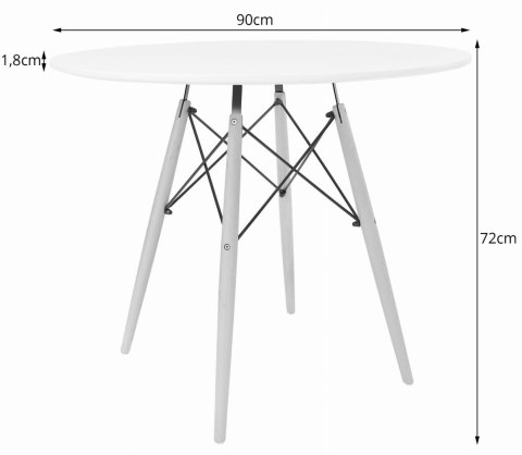 Stół okrągły 90cm - biały