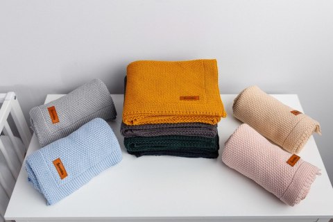 KOC DZIERGANY BAWEŁNA MUSZTARDOWY 100 X 80