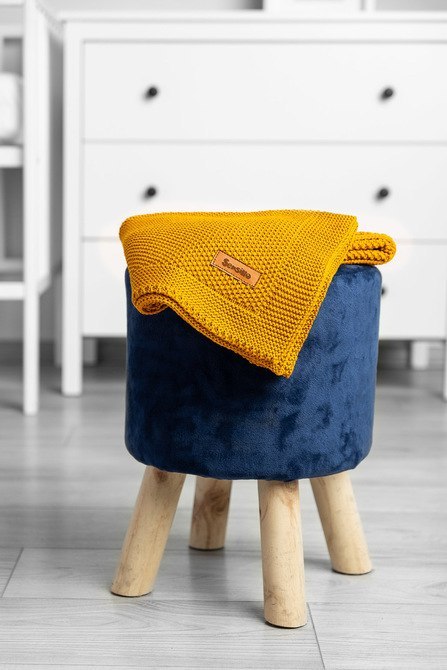 KOC DZIERGANY BAWEŁNA MUSZTARDOWY 100 X 80